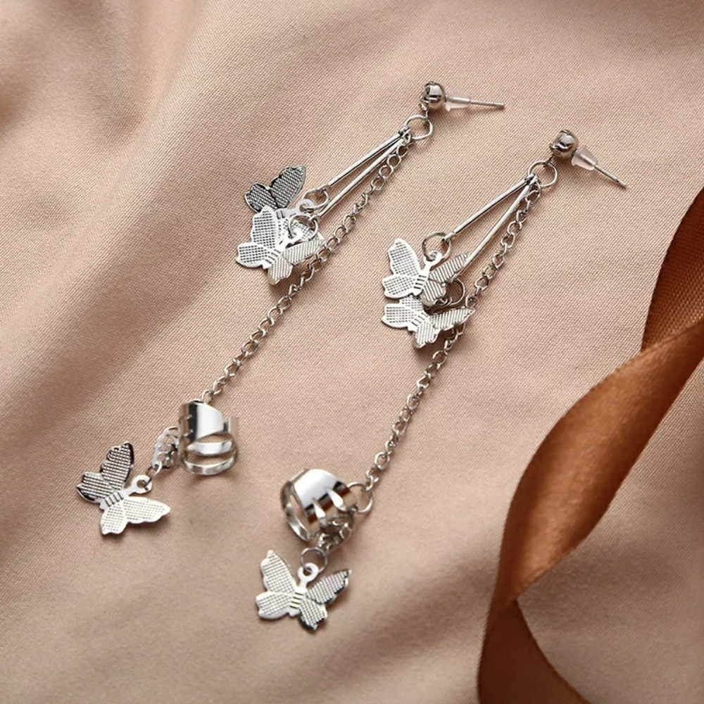 2/$29 Butterfly Ear Clip Tassle Earrings - Picture 5 of 5